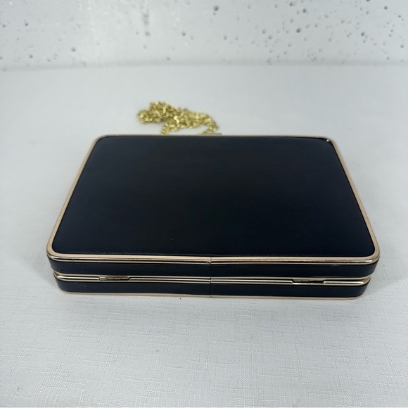 CARA New York Black Gold Trim Hard Case Clutch or Crossbody - Picture 7 of 16
